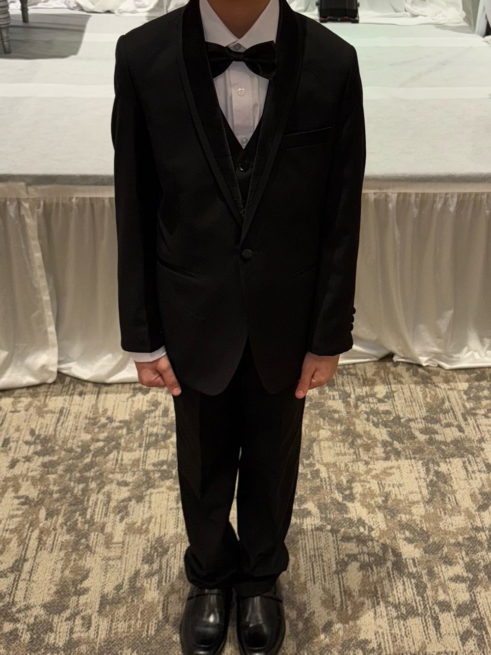 Classic Black Boys' Tuxedo Costume with Bow Tie